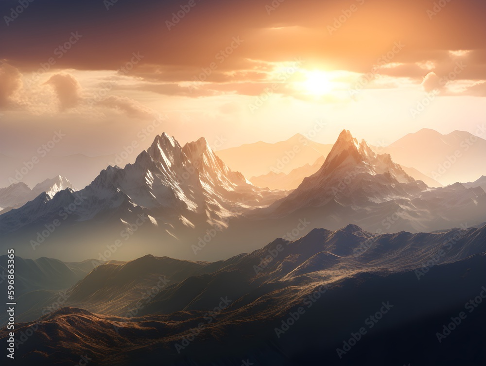 sunrise in the mountains (Generative AI)