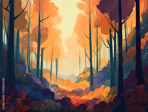 sunset in the woods (Generative AI)