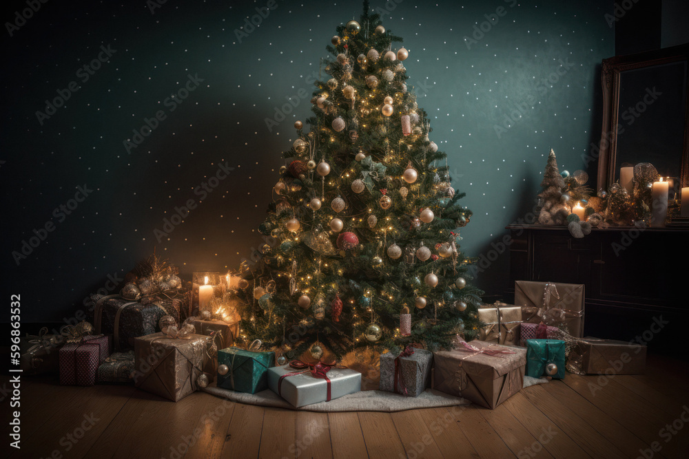 Dazzling Christmas Tree with Stunning Baubles and Presents