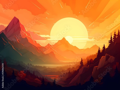 sunrise over mountains (Generative AI)