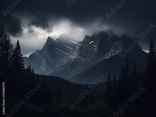 misty mountain landscape (Generative AI)