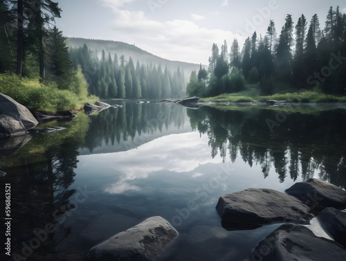 lake in the morning (Generative AI)