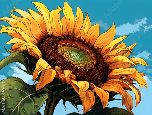 sunflower and bee (Generative AI)