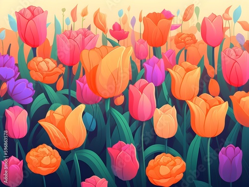 tulips background (Generative AI)