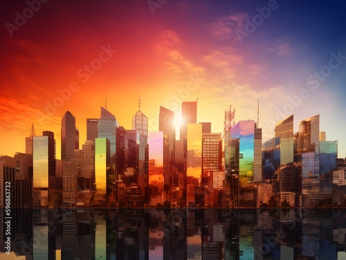 city at sunset  Generative AI 