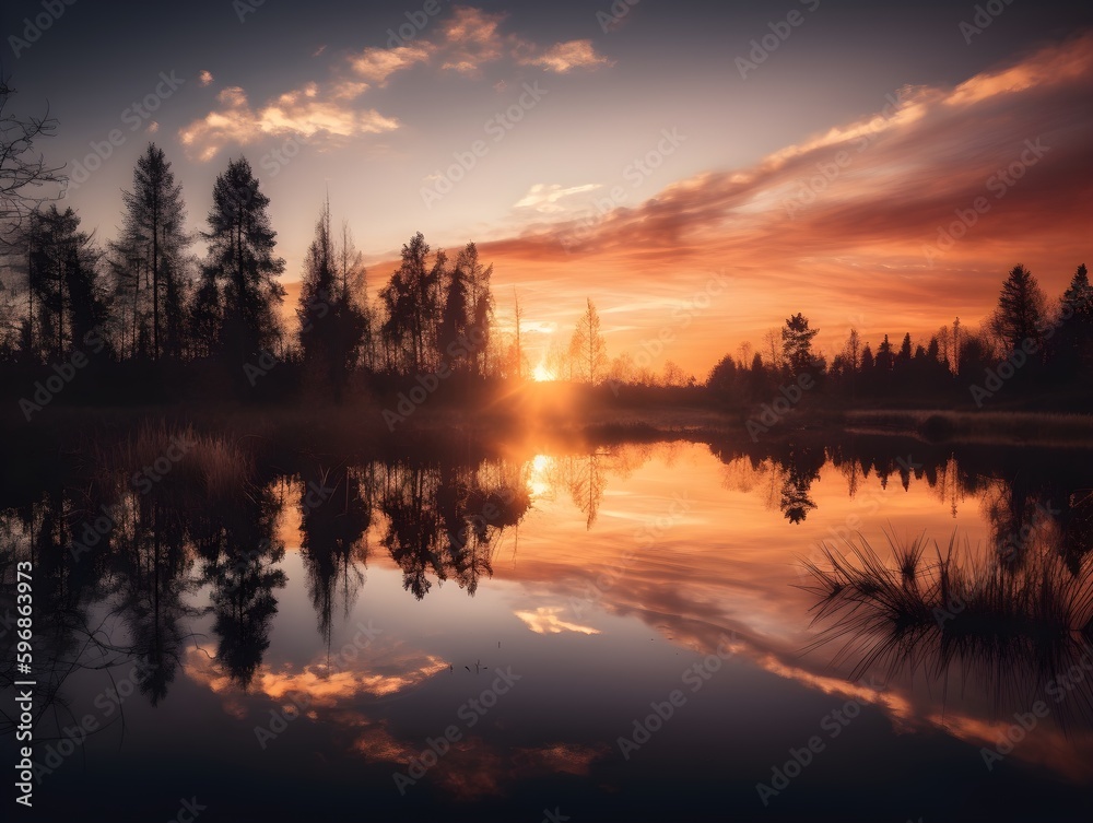 sunset over lake (Generative AI) sunset over lake (Generative AI)