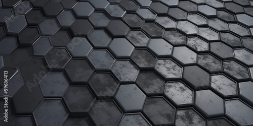 Full Frame Of Abstract Pattern, dark grey cells, polygons 