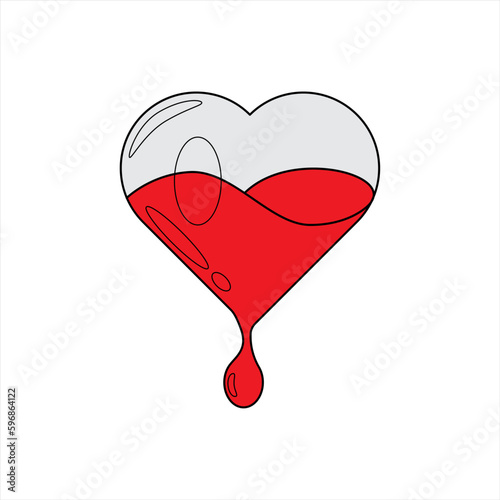red heart with a glass, save bloods, bloods for life, bloods for word