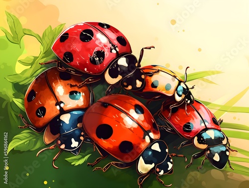 ladybug on leaf  Generative AI 