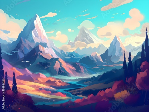 panorama of the mountains (Generative AI)