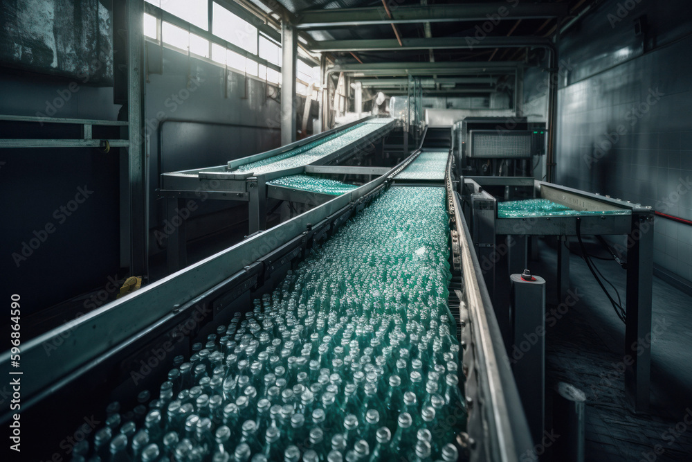 Obraz premium Sustainable Plastic Bottle Recycling Process at Modern Factory