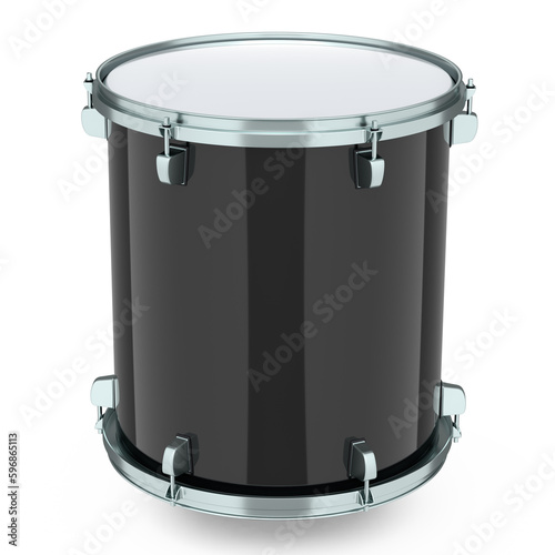 Realistic drum on white background. 3d render concept of musical instrument