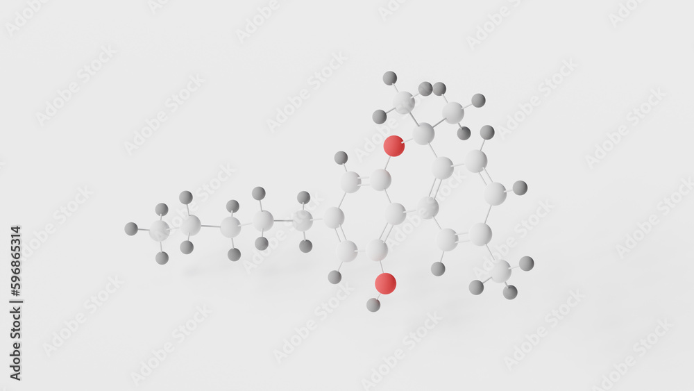 cannabinol molecule 3d, molecular structure, ball and stick model, structural chemical formula cbn cannabinol molecule 3d, molecular structure, ball and stick model, structural chemical formula cbn