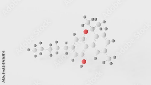 cannabinol molecule 3d, molecular structure, ball and stick model, structural chemical formula cbn