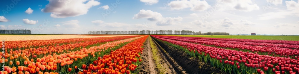 illustration, tulip field, website headers, generative ai