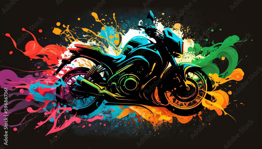 Obraz premium stylish motorcycle in abstract graphic style, generative Ai