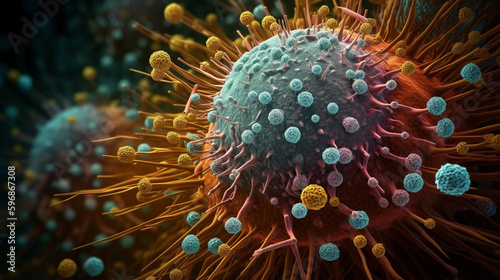 Beautiful 3d rendering of VIRUS microscope. perfect background for your computer or laptop. Perfect template for you powerpoint deck (Generated with AI)
