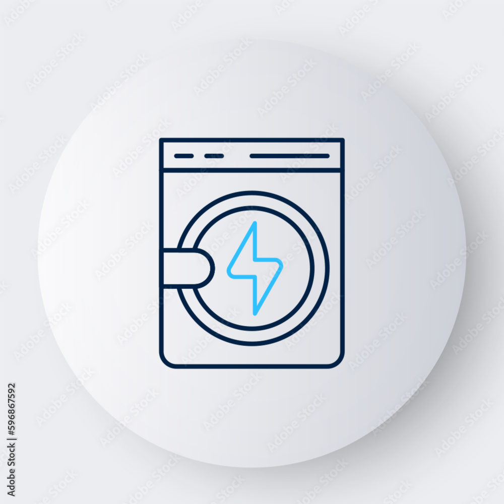 Line Washer icon isolated on white background. Washing machine icon. Clothes washer - laundry machine. Home appliance symbol. Colorful outline concept. Vector