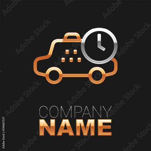 Line Taxi waiting time icon isolated on black background. Car deadline, schedule ride. Colorful outline concept. Vector