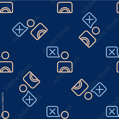 Line Taxi driver icon isolated seamless pattern on blue background. Vector