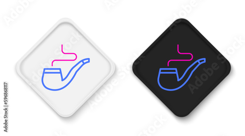 Line Smoking pipe with smoke icon isolated on white background. Tobacco pipe. Colorful outline concept. Vector