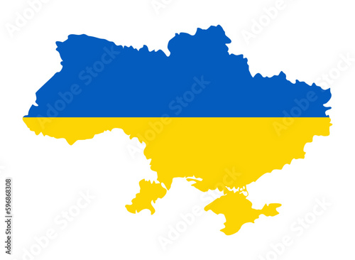 Vector Illustration of the Flag Incorporated Into the Map of Ukraine. Map of Ukraine on a white background
