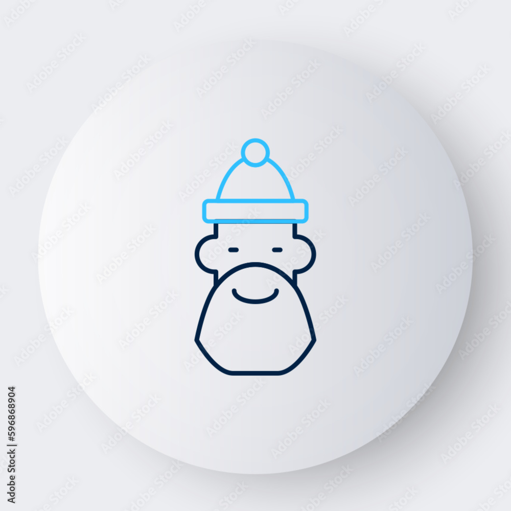 Line Santa Claus hat and beard icon isolated on white background. Merry Christmas and Happy New Year. Colorful outline concept. Vector Line Santa Claus hat and beard icon isolated on white background. Merry Christmas and Happy New Year. Colorful outline concept. Vector