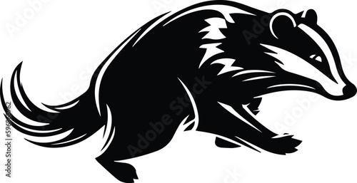 Fototapet Badger Logo Monochrome Design Style