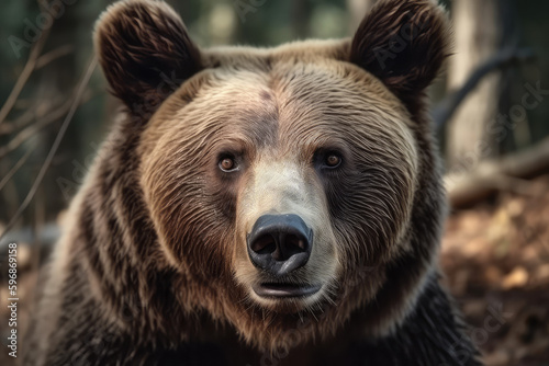 bear looking at the camera, beautiful background, ai generated.