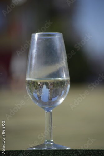 A glass of sherry in the famous Feria de abril, in Seville, Andalusia, spain 