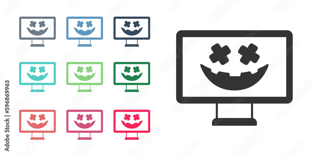 Black Happy Halloween holiday icon isolated on white background. Set icons colorful. Vector