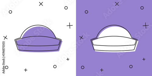 Set Sailor hat icon isolated on white and purple background. Vector