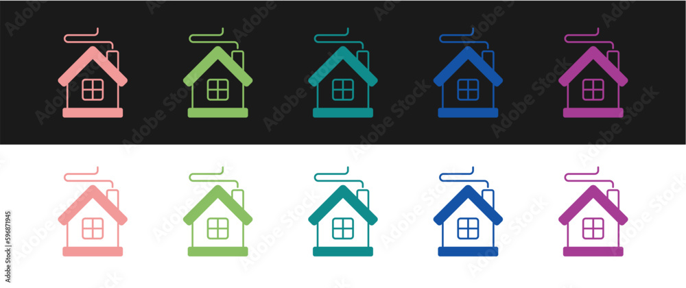Set Merry Christmas house icon isolated on black and white background. Home symbol. Vector Set Merry Christmas house icon isolated on black and white background. Home symbol. Vector