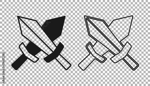 Black Sword for game icon isolated on transparent background. Vector