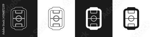 Set Table football game hobby or leisure icon isolated on black and white background. Sport team football players. Vector