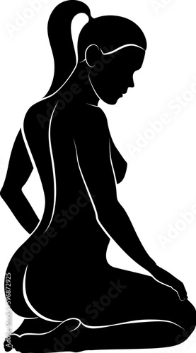 woman massaging her thigh silhouette