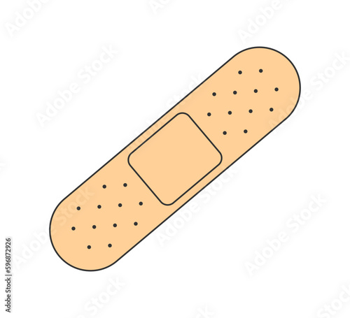 Retro groovy band aid. Vintage hippie cartoon adhesive plaster symbol. Hippy style trendy y2k vector isolated bandage eps illustration