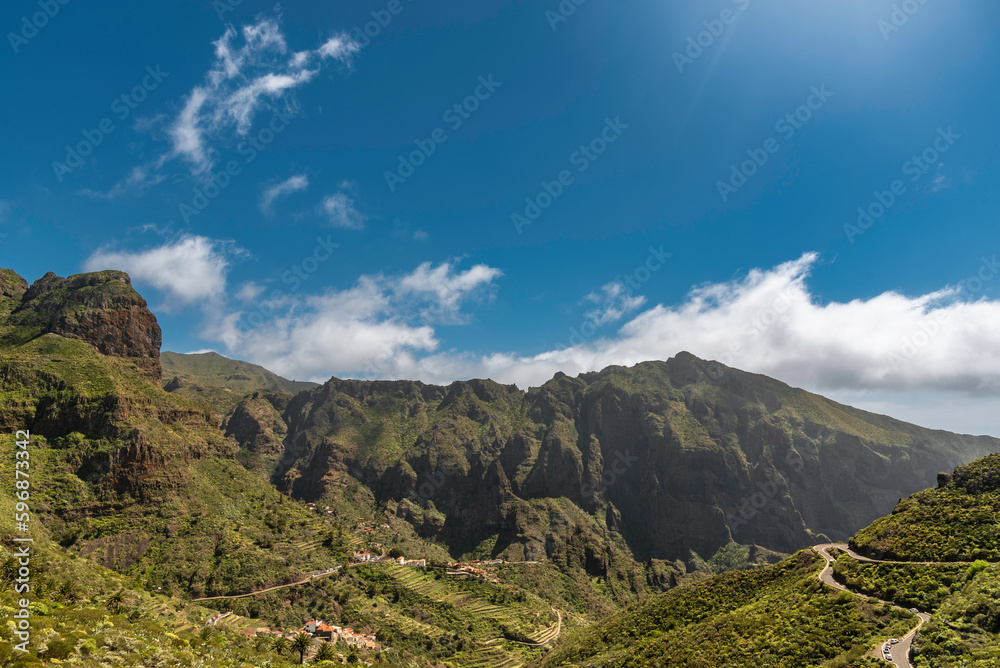 Fototapeta premium View to Maska valley on sunny March day, Tenerife, Canary islands, Spain