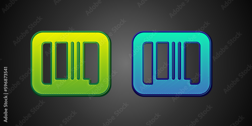 Green and blue Barcode icon isolated on black background. Vector Green and blue Barcode icon isolated on black background. Vector