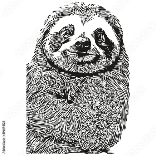 Vintage engrave isolated Sloth illustration cut ink sketch Sloths