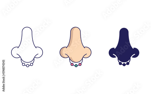 Outline Nose Piercing vector icon