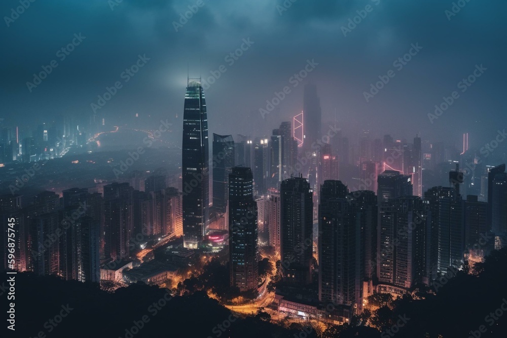 A view of the Changsha city skyline in China. Generative AI