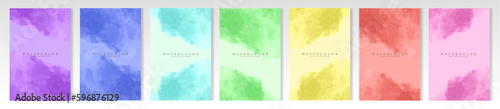 Watercolor set covers. Brush spots, bright colors with soft effect. Brochure or backgrounds in color scale.