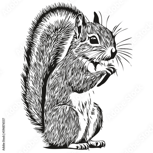 squirrel sketchy  graphic portrait of a squirrel on a white background  baby squirrel.