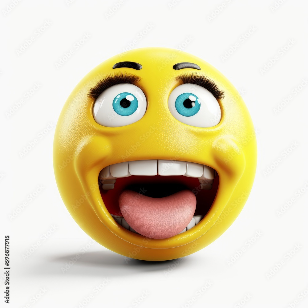 Fototapeta premium A digital illustration of a yellow emote face. Generative AI. 