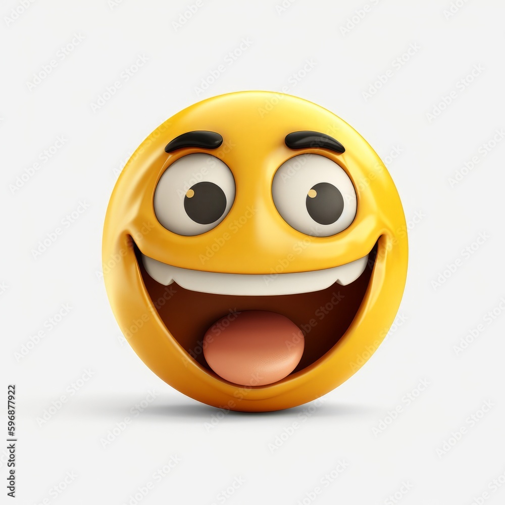 Fototapeta premium A digital illustration of a yellow emote face. Generative AI. 