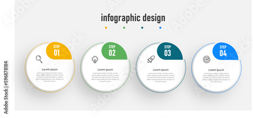 infographic design template with icons and 4 options or steps. Can be used for process diagram, presentations, workflow layout, banner, flow chart,