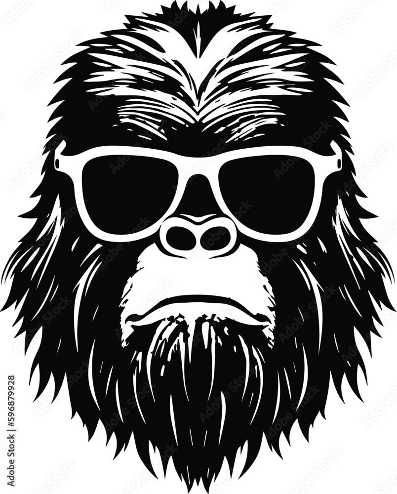 Bigfoot In Sunglasses Logo Monochrome Design Style Stock Vector | Adobe