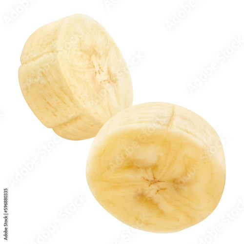 Two delicious banana slices cut out