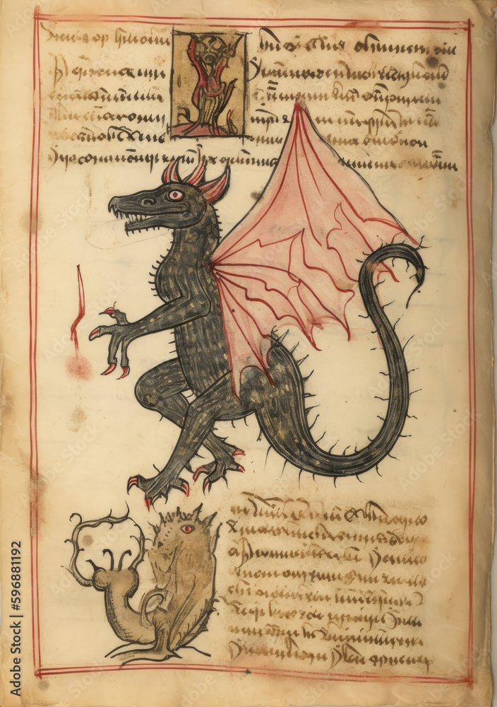 Naklejka premium Grimoire Parchment of the Middle Ages